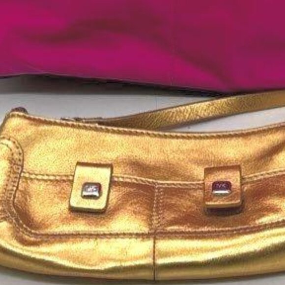 Michael Kors Kempton Hot Pink Nylon Tote Bag and Gold Mini Shoulder Bag Bundle - Picture 12 of 15